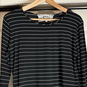 Pink Martini Collection Black Striped Women's Top Size Large